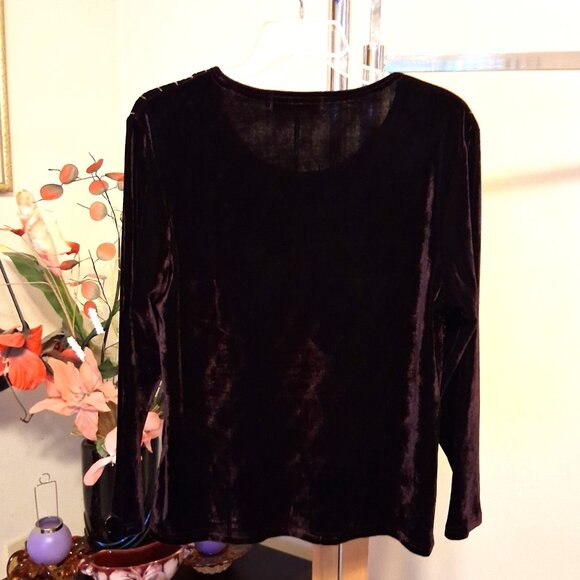 NWT Scoop Neck Purple Embroidered Blouse Long Sleeve Women’s Top 12 - Picture 9 of 9